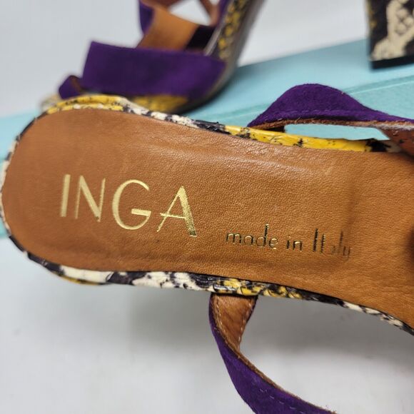 INGA Genuine Snakeskin Leather Shoes Heels Made Italy, US sz 6, EU 36, PYTHON - Picture 2 of 8